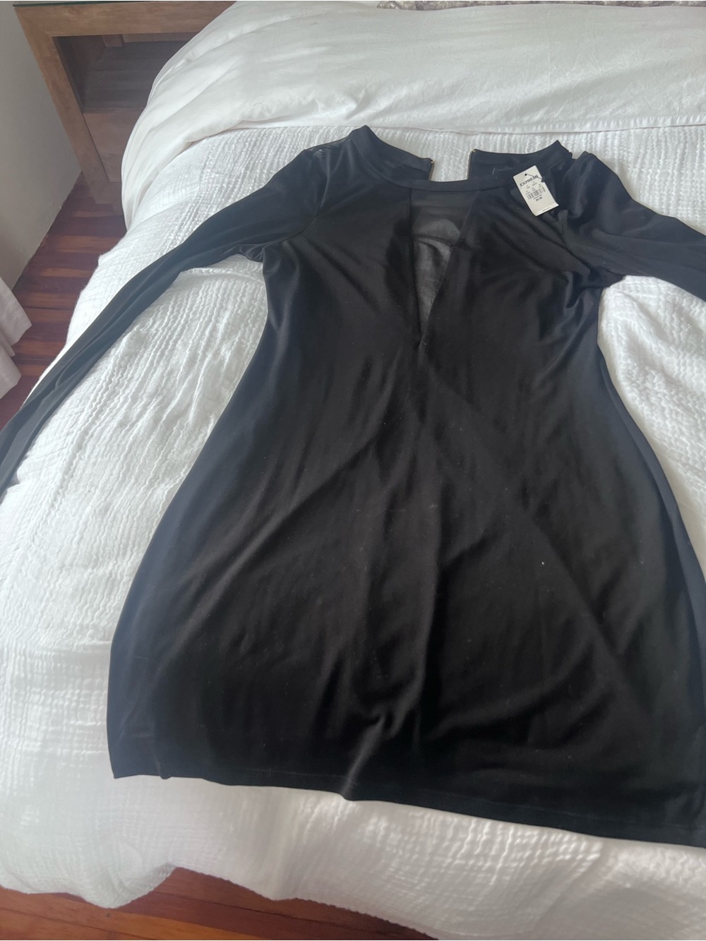 Express Black Long Sleeve Keyhole Mini Dress